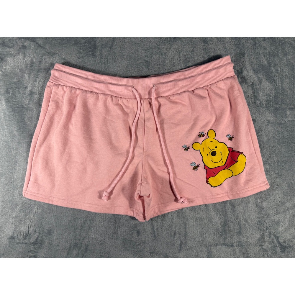Disney Winnie the Pooh Soft Pink Graphic Sweat Shorts Womens XXL